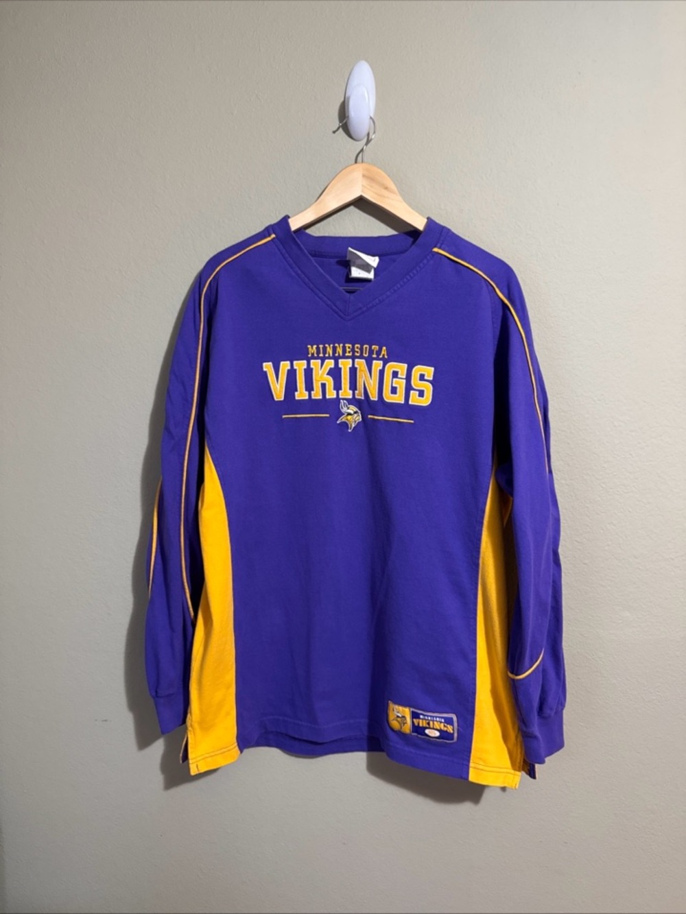 Minnesota Vikings Purple & Yellow Long Sleeve Crew - Size Large